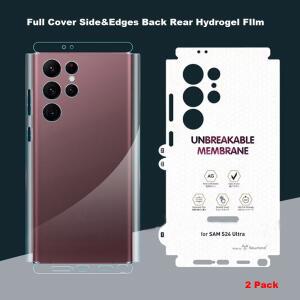 호환 삼성 호환제품 호환 S25 울트라 S25 삼성 호환제품 호환 S23 S24 울트라 커버 측면 가장자리 후면 보호기에 대한 2Pcs 깨지지 않는 멤브레인 백 하이드로 겔 필름