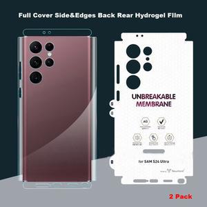 호환 삼성 호환제품 호환 S25 울트라 S25 삼성 호환제품 호환 S23 S24 울트라 커버 측면 가장자리 후면 보호기에 대한 2Pcs 깨지지 않는 멤브레인 백 하이드로 겔 필름