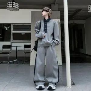 토르 팬츠 남친 캐주얼 가을 투피스 세트 트렌드 칼라 반오픈 트레이닝 맨투맨 OPH3