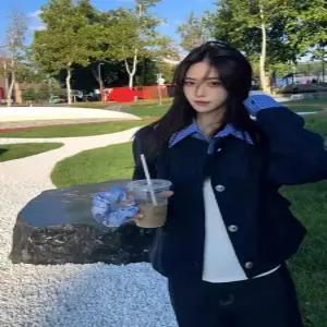 블랙팬서 여성용 가을 캐주얼 투피스 페이크 숏 코트 상의 칼라 트렌드 재킷 OPH3