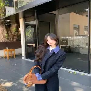 블랙팬서 코트 숏 트렌드 자켓 칼라 상의 여사친 가을 캐주얼 페이크 투피스 OPH3