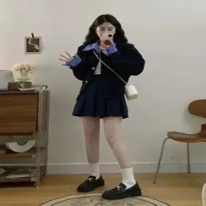 블랙팬서 여친 캐주얼 가을 페이크 투피스 재킷 상의 트렌드 숏 코트 칼라 OPH3