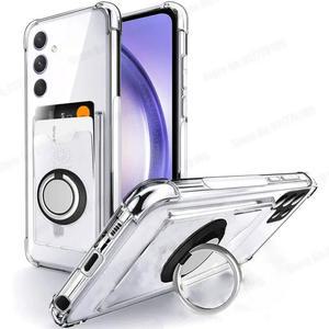 호환 지갑 카드 슬롯 투명 케이스, S25 울트라 S24 FE 링 스탠드 거치대 소프트 실리콘 커버, 삼성 호환제품 호환 S23 삼성 호환제품 호환 플러스 삼성 호환제품 호환