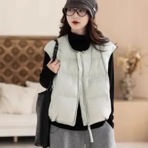 블랙팬서 여친 빈티지 캐주얼 넥 나시 라운드 스트링 조끼 다운 OPH1