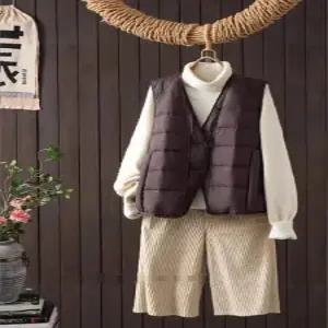 블랙팬서 여친 빈티지 캐주얼 다운 나시 단추 오리털 브이넥 조끼 OPH1