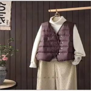 블랙팬서 여사친 빈티지 캐주얼 트윌 브이넥 민소매 조끼 솔리드 나시 다운 OPH1