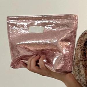 반짝 이는 장식 조각 실버 샴페인 클러치 화장품 가방 메이크업 휴대용 세면 용품 스킨 케어 보관  주머니