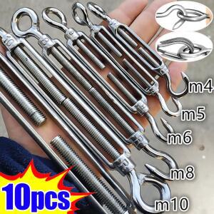 10/1pcs 스테인레스 스틸 후크 및 아이 텐셔너 헤비 듀티 OC  턴버클 조정 가능 와이어 로프 잠금 장치