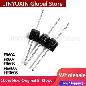50Pcs FR604 HER607 다이오드 6A1000V 인라인 R-6 IC 칩