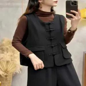 여사친 빈티지 캐주얼 가을 버클 포켓 나시 더블 조끼 빅 원픽3