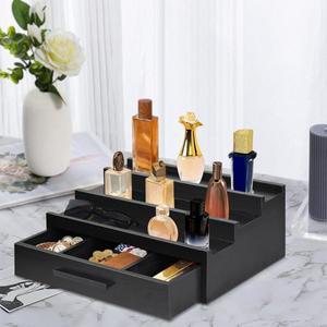 향수 스탠드 오거나이저 정리대 3단 랙 블랙 남성용 화장대용 나무 트레이