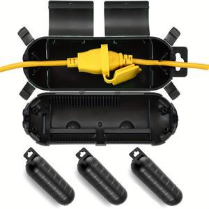 1/3개 방수 검정색 연장 코드 커버 -  조명/전동 공구용 실내/실외용 안전한 잠금 장치 및 정리함