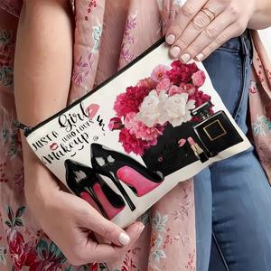 1개 패션 블랙 하이힐 향수 립스틱 화장품 가방 - 진주 장식 여성용