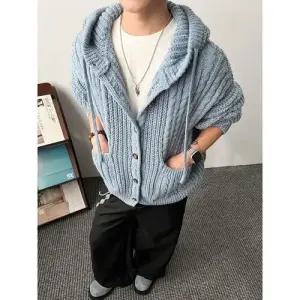 윈터솔져 남친 니트 가을 빈티지 데일리룩 후드 꽈배기 카디건 집업 커플 단추 간절기 KUK3