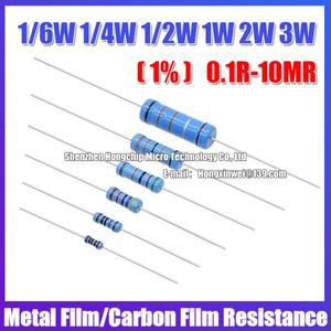 (20PCS-100PCS) 1/6W 1W 2W 3W 1% 금속 필름 저항기 1R 1K 2K 5.1K 47K 1M 직접 플매트 카펫 러그 DIP-2