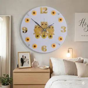 [하프클럽/셀러허브]데일리데코 황금부엉이 황금해바라기 입체 무소음 벽시계