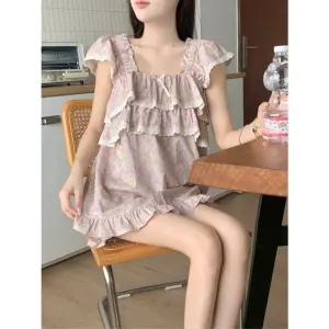 슬송렉샵 여름 프릴 잠옷세트 플라워 나시 반바지 파자마 프린세스 코튼 상하 커플 꾹2