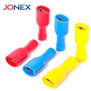 50PCS 6.3mm 스페이드 크림프 단자 전기 와이어 커넥터 Faston 절연 암컷 퀵 연결 케이블 스플라이스 플매