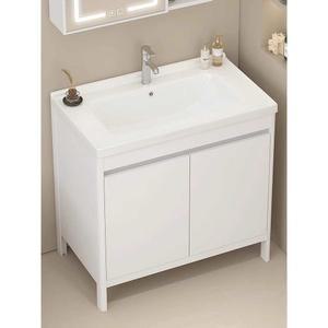 세라믹 스탠드 세면기 세면대장 미니 예쁜 화이트 건식 폭43cm