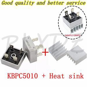 1Set KBPC5010 다이오드 브리지 정류기 50A 1000V KBPC 5010 알루미늄 방열판 전력