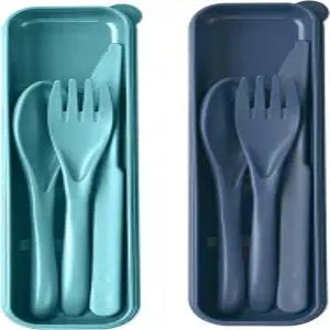 HMDZMR 식기 세트 여행용 케이스 포함 재사용 가능한 도시락 액세서리용 밀짚 업무용 점심 또는 일상용