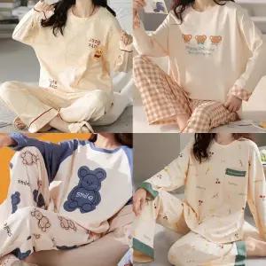 라운드넥 캡내장 긴팔 잠옷세트