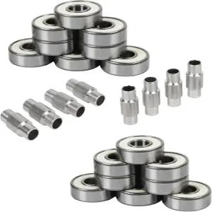 하키 베어링 ABEC 9 7 5 인라인 롤러 스피드 패키지 16 및 8 스페이서 키트 - 흰색