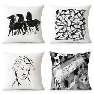 북유럽 그림쿠션 추상화 거실쿠션 홈패브릭 소파쿠션
