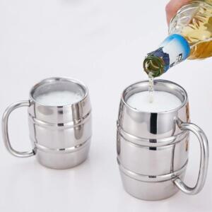 360ml Double-layer Stainless Steel Beer Cup Outdoor Camping Western Style Coffee with Handle ulation
