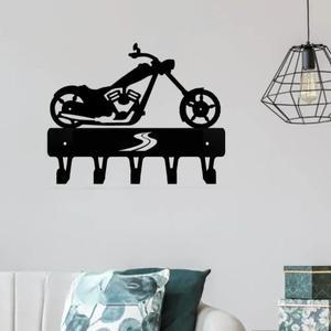 검은색 바이크 오토바이 금속 벽걸이형 정리함: 옷걸이 열쇠 홀더 및 발코니용 후크 주방 욕실 보관함 정리