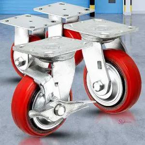 중량용5 회전 통 에어 캐스터 고무 우레탄적색 바퀴 고무통yza776