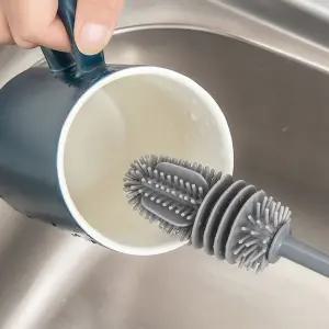 젖병솔 실리콘 텀블러 세척솔 물병 브러쉬 주방용 컵 청소 도구 그레이