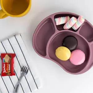 파스텔 흡착식판 3색 중기 식사 트레이 초강력 고정 식기 UFc9+3kCD