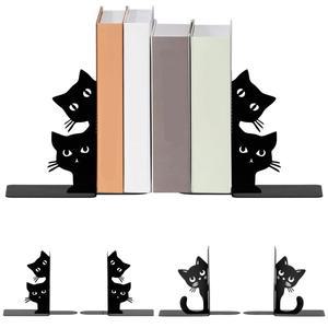 귀여운 고양이 책꽂이 선반 장식용 금속 책받침 가정 사무실 책상 장식 애호가 선물