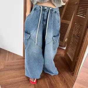 스파이더맨 여사친 가을 봄 커브형 스트링 워싱 청바지 끈 이른 OPH3