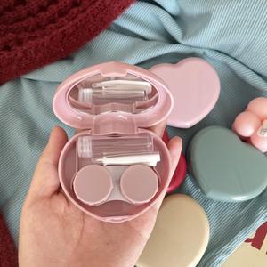 호환상품 여행용 하트 콘택트 렌즈 박스 휴대용 미니 소형 아이 도구 키트 (거울 핀셋 보관함 정리함 용액