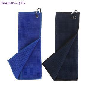 3개입 30cmx30cm 삼중 접이식 골프 타월 걸이 고리 포함 마이크로파이버 와플 패턴 플라이트 디스크