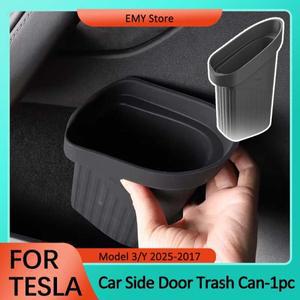 테슬라 호환 모델 Y 2025 자동차 문 휴지통을 위해 실리콘 저장 상자 방수 쓰레기 수 3 액세서리