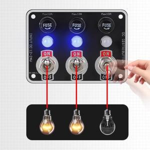 호환상품 3갱/6갱 12V/24V 토글 스위치 패널 온/오프 로커 (10A 퓨즈 포함) 레이싱카 RV 캠핑카 해양 보트