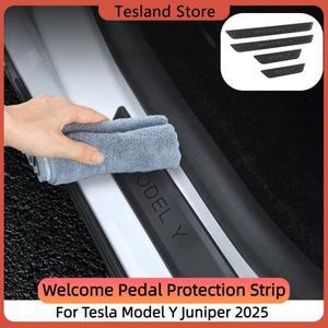 ABS 환영 페달 보호 스트립 테슬라 호환 모델 Y 주니퍼 2025 안티 스크래치 프론트 리어 문 실랩 커버 자동