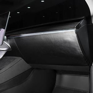 테슬라 호환 모델 Y 주니퍼 2025-2024용 글로브 박스 커버  스티커 카본 파이버 PU 가죽 조수석 발차기 방