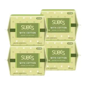 슈베스 위드코튼 유기농 순면커버 생리대 팬티라이너 20P x4팩