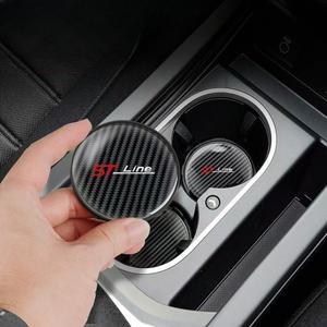 2pcs 탄소 섬유 자동차 컵 받침 포드 st 라인 stline kuga fiesta 액세서리 비 슬립 패드 워터 음료 매트