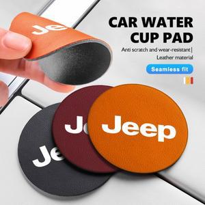 지프용 2개 자동차 로고 코스터 스웨이드 물컵 미끄럼 방지 패드 내부 액세서리 컴패스 레니게이드 체로키