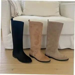 롱부츠 심플 스웨이드 여성부츠 낮은굽 부츠