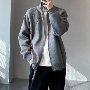 검정 남친 니트 이너 가을 집업 스웨터 넥 차이나 카디건 BE3