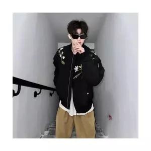 남사친 가을 빈티지 상의 잠바 자수 얇은 블루종 코트 야구 넥 점퍼 항공 MF3