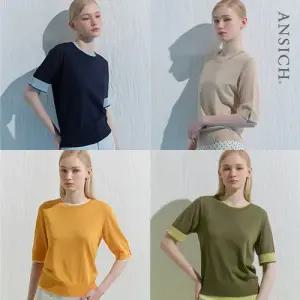 [안지크] 26SS 썸머 컬러블럭 레이어드 니트 풀오버 4종