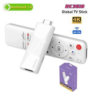 안드로이드 TV 스틱 H96 Max RK3518 4K 울트라 HD 음성 비서 스트리밍 미디어 스마트 14 2GB 16GB