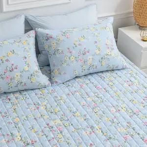 플라워 블루 스트라이프 퀸 Q 카페트 겸 침대패드